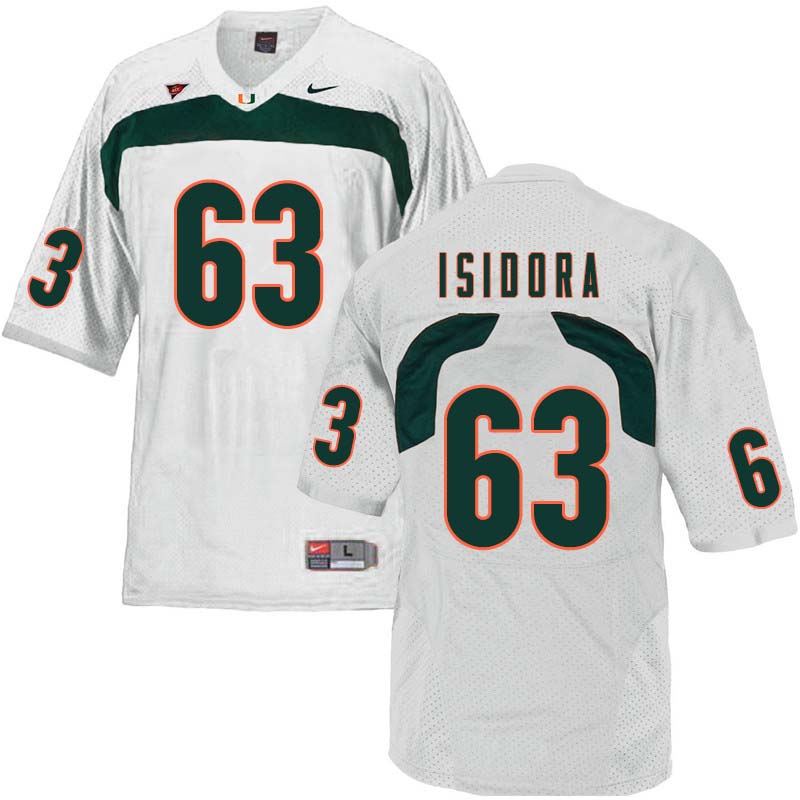 Nike Miami Hurricanes #63 Danny Isidora College Football Jerseys Sale-White - Click Image to Close